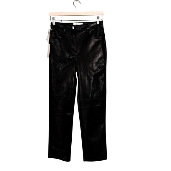 NWT Aritzia Wilfred The Melina Faux Leather Pants Vegan Black Size 2 - Picture 3 of 8